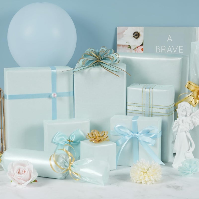 RUIFUN Metallic Light Blue Tissue Paper Sheets 20 x 14 inches  60 Sheets Shiny Baby Blue Tissue Paper for Gift Bags Crafts Gift Wrapping  Blue Tissue Paper Bulk for Birthday Weddings Baby Shower Party Decor - Image 2